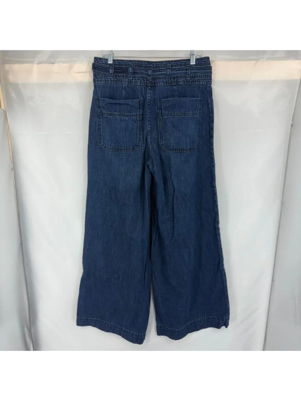 Free People Women 30 Wide Leg Jeans Dark Wash Denim Belt Waist Modern Relaxed
